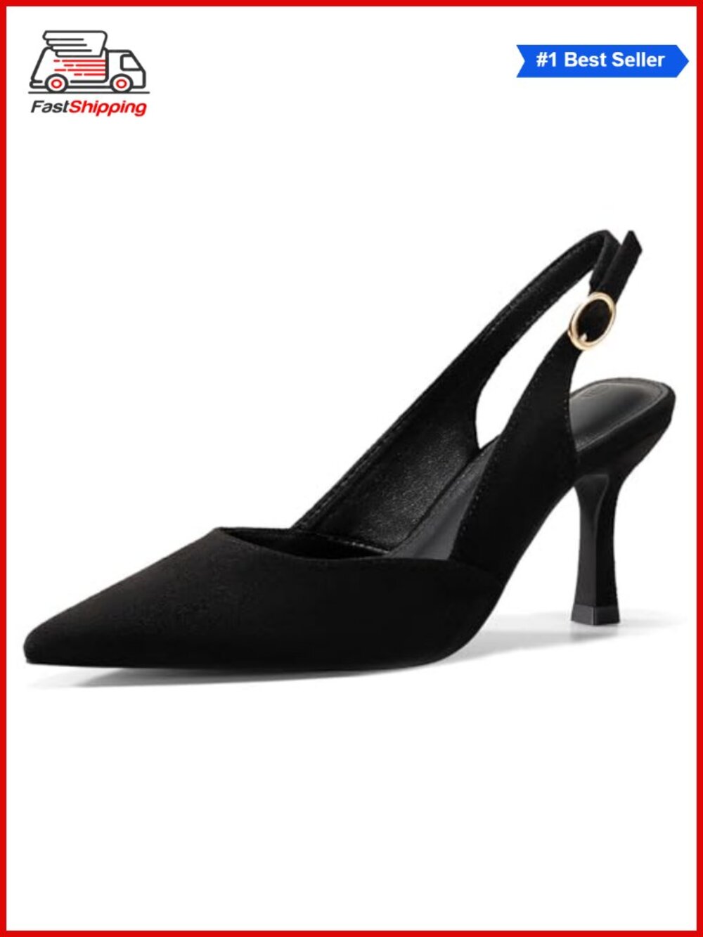 ✨ Slingback Kitten Heels Closed Pointed Toe Backless Dress Pumps Shoes
